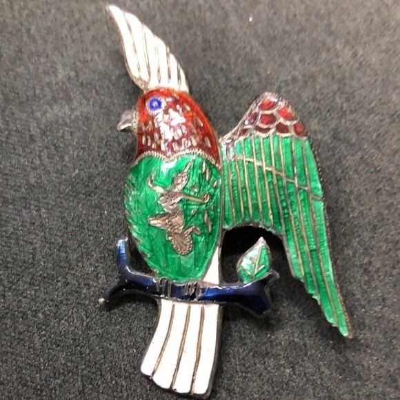 Vintage Siam Silver Cockatoo Pin - Picture 5 of 7